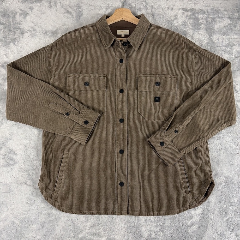 Roark Amberley Corduroy Shirt Large Brown Flannel Snap Button Up Shacket NWOT